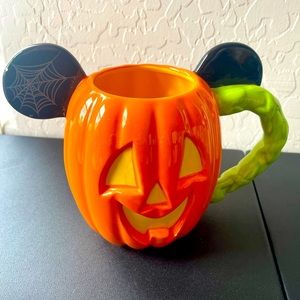 Disney Halloween Mickey Ears Jack-O-Lantern Ceramic Mug
